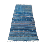 Kilim bleu fait main en pure laine - 215x125cm
