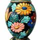 Large Vallauris vase signed JTF = F – 31 cm – polychrome floral decoration