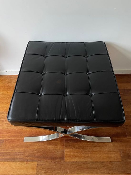 Vintage leather ottoman stool