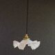 Old white glass pendant light with translucent net - circa 1930. Brass socket and new cable