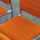Set of 6 designer chairs from the 70s orange fabrics and chrome tubes