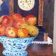 Fleurs champêtres et fruits, nature morte signée 1996