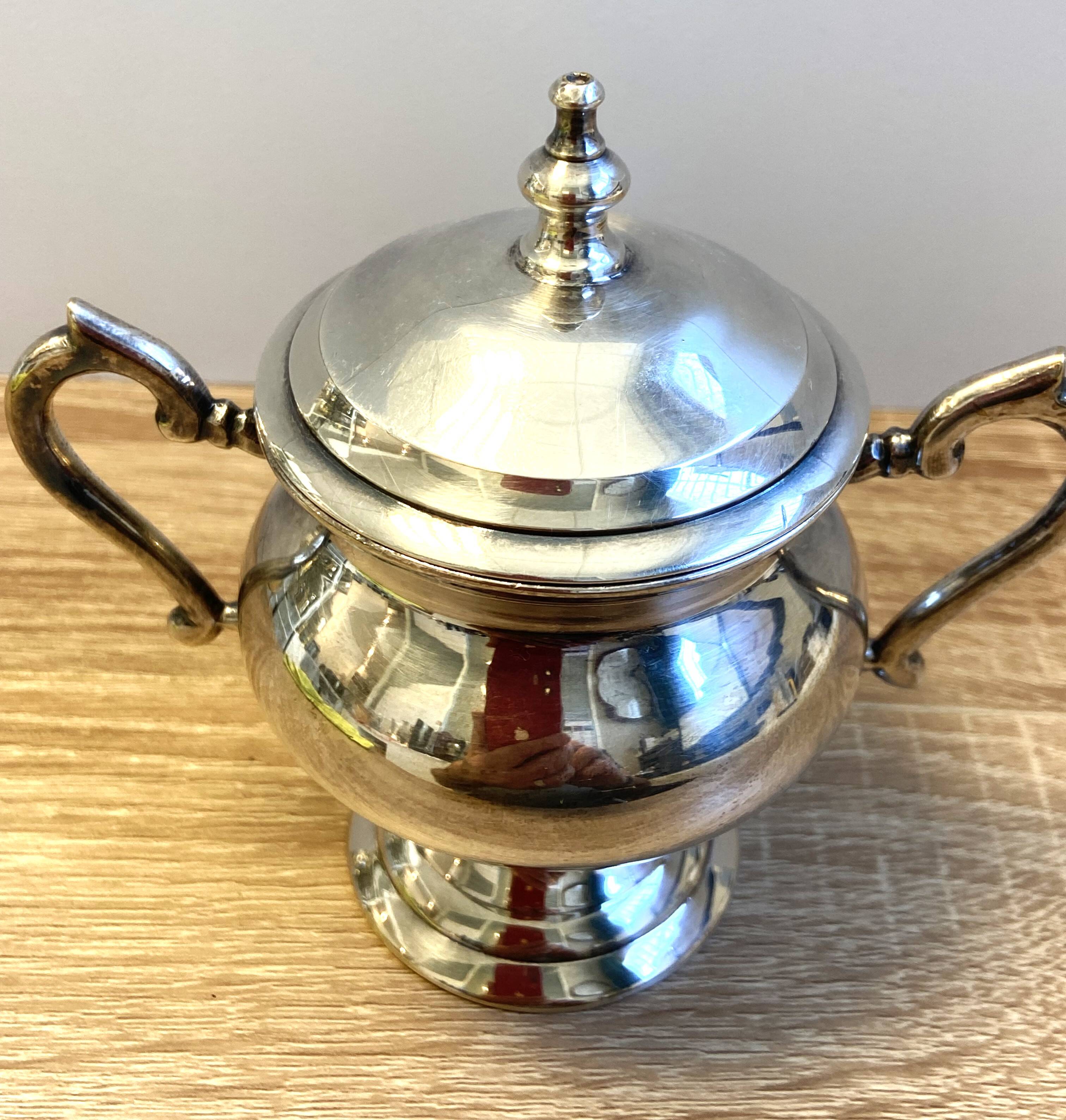 Elegant & Antique Sugar Pot Louis XVI Style Rocaille Bronze Silver