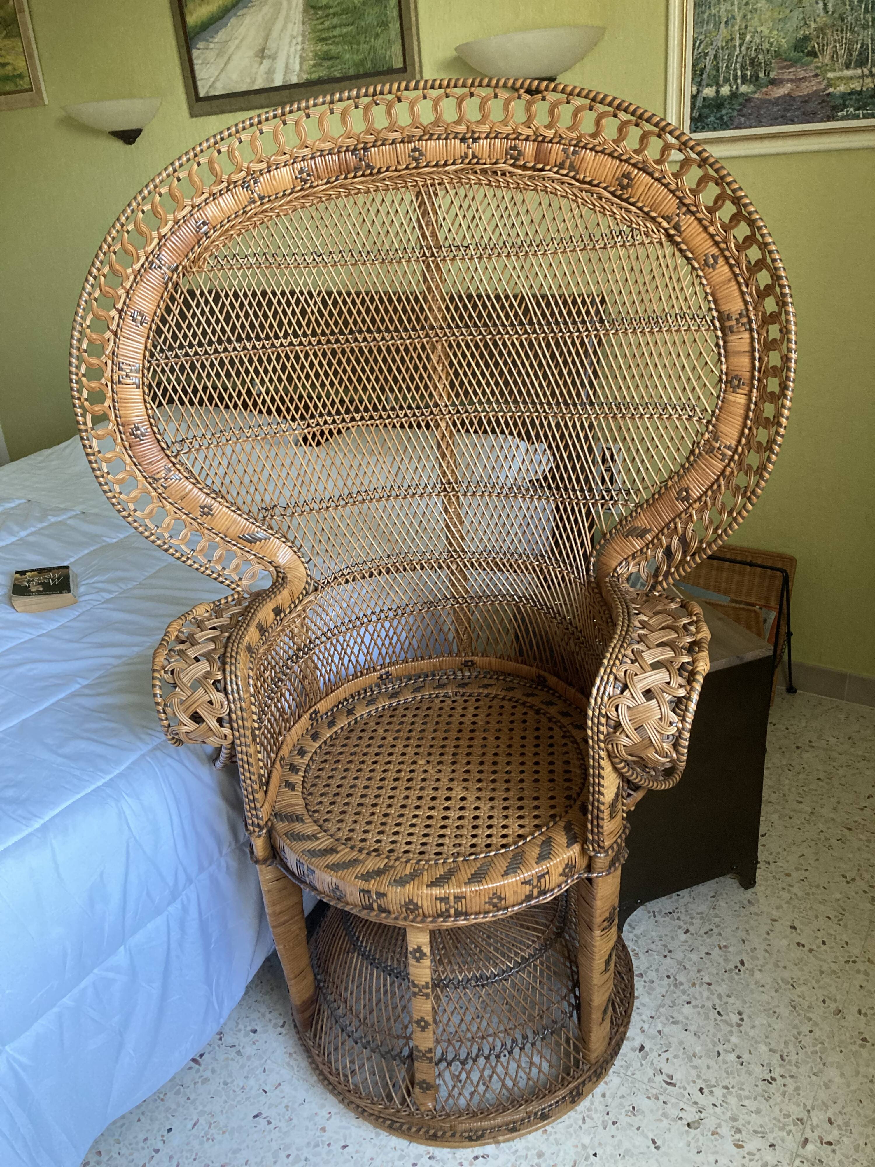 Vintage Emmanuelle rattan armchair