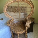 Vintage emmanuelle rattan armchair