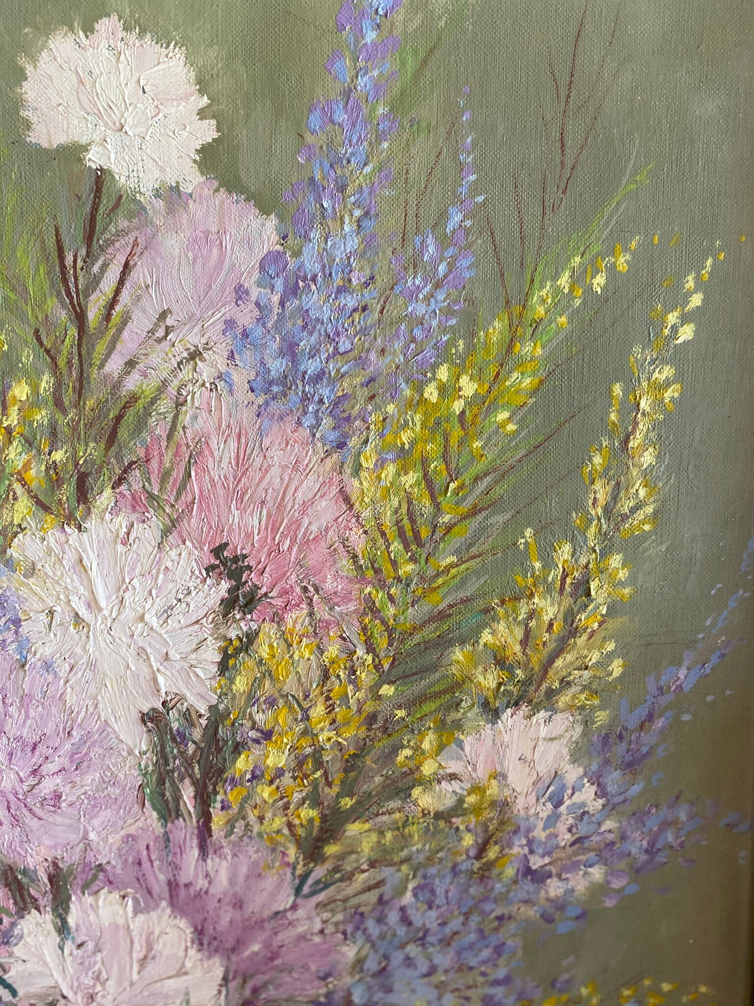 Ancient painting, still life with wildflowers 60/80s