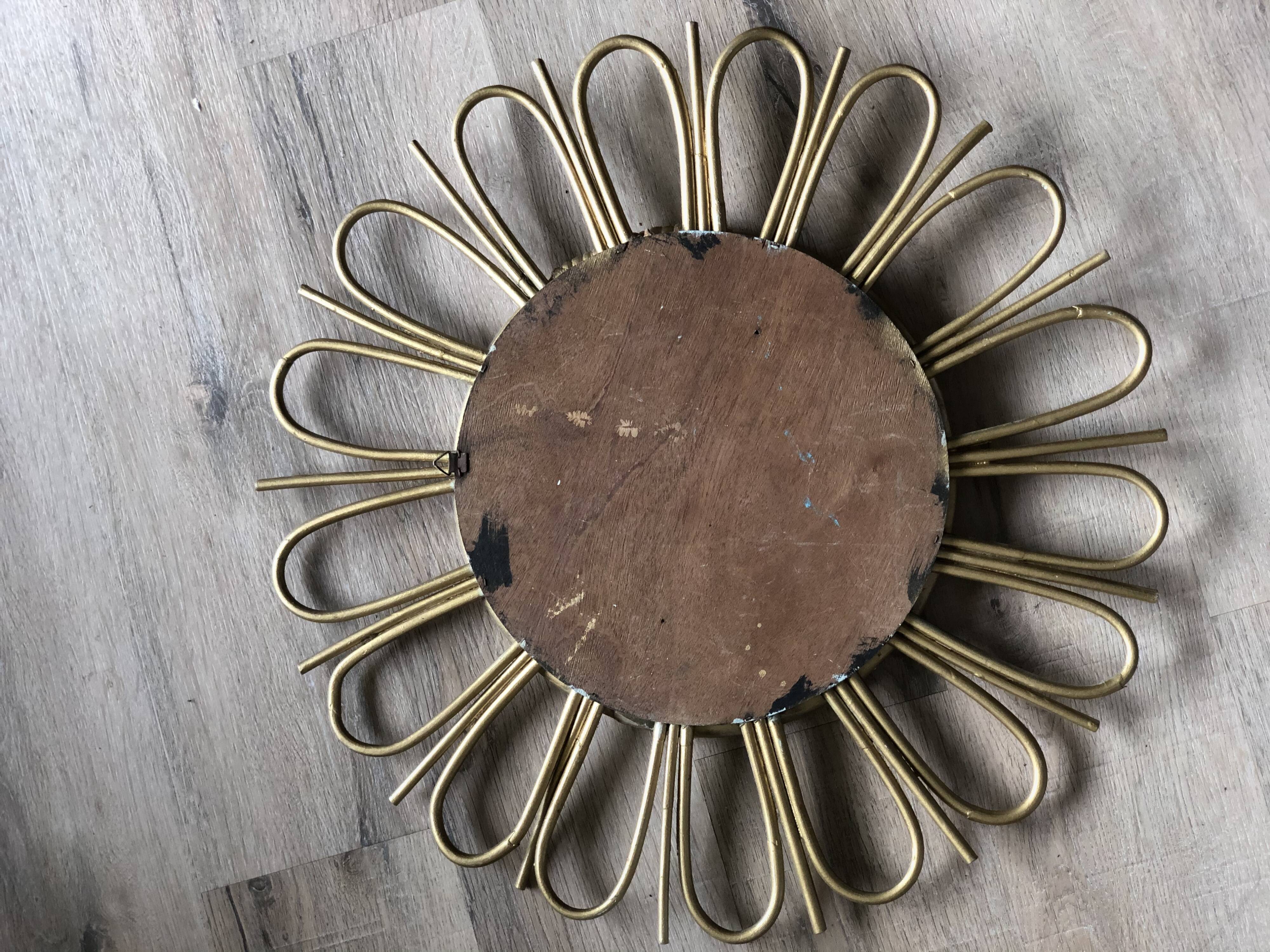 Golden rattan sun mirror 50cm