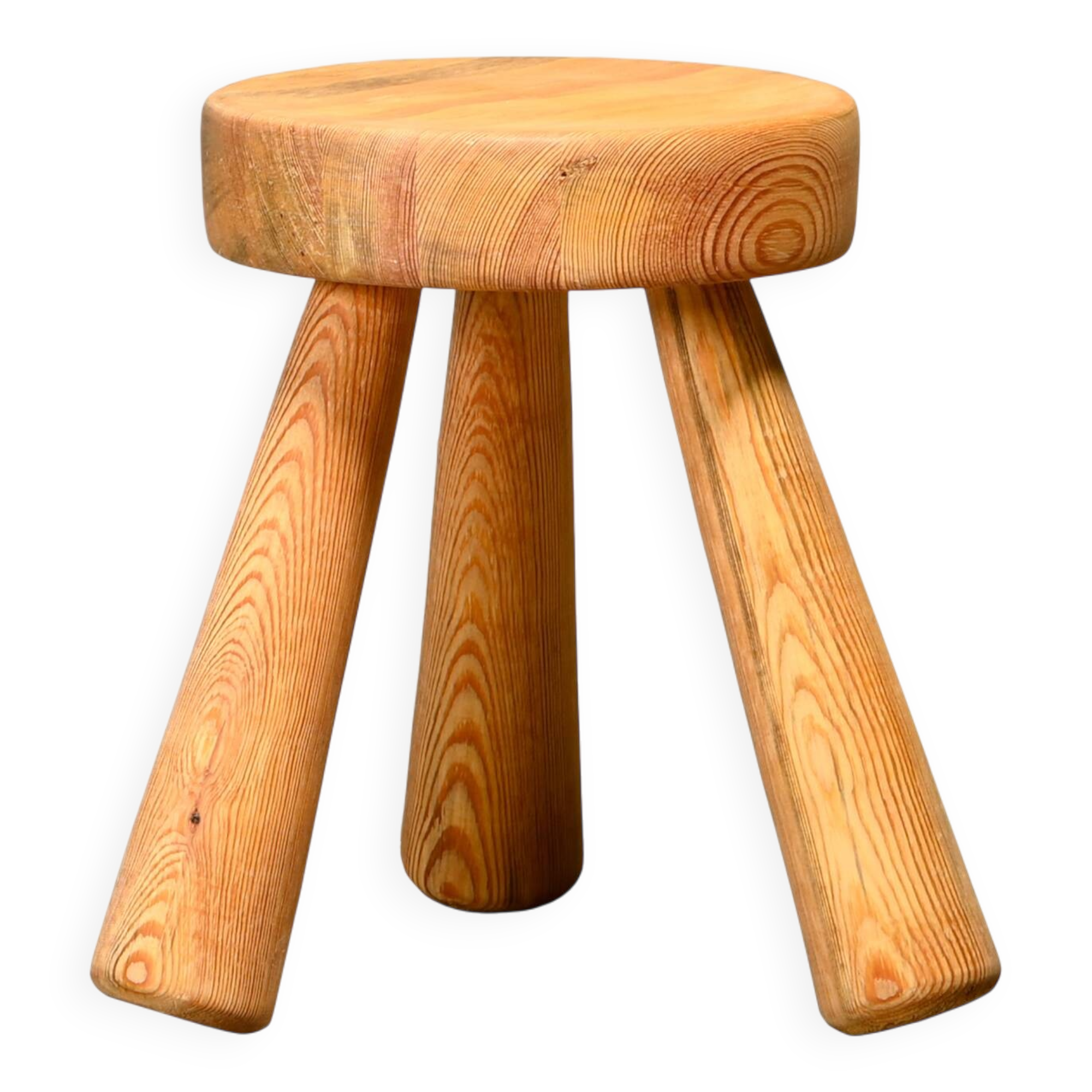 Ingvar Hildingsson Scandinavian solid Pine tripod Stool, Sweden 1970s