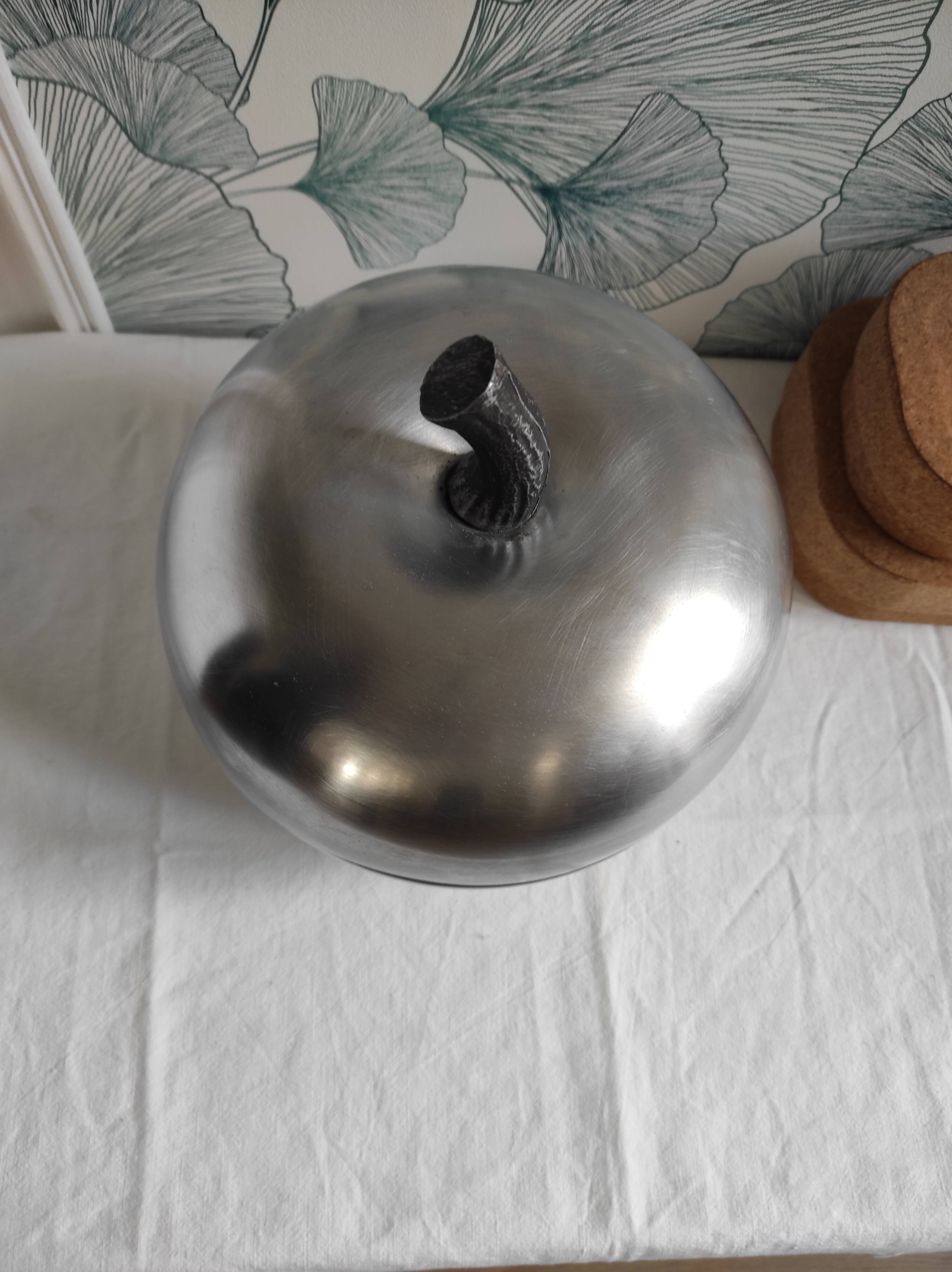 Apple ice bucket in vintage Italian aluminum design
