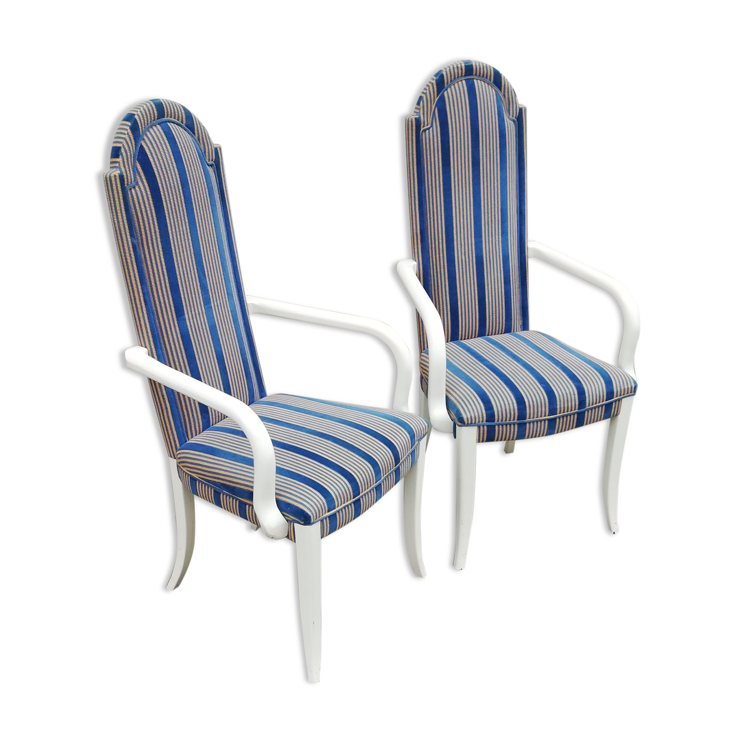 Pair of vintage armchairs blue fabric