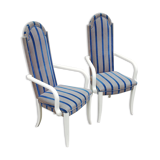 Pair of vintage armchairs blue fabric