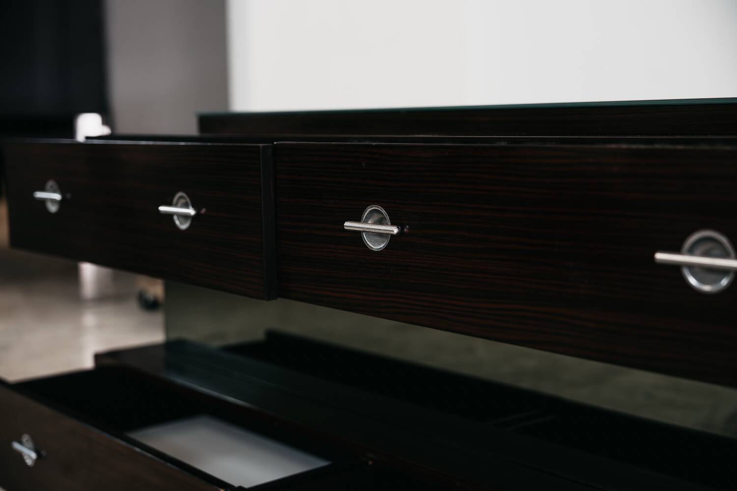 Comò Cassettiera In Ebano Macassar E Specchio Cubic Design Modern 70