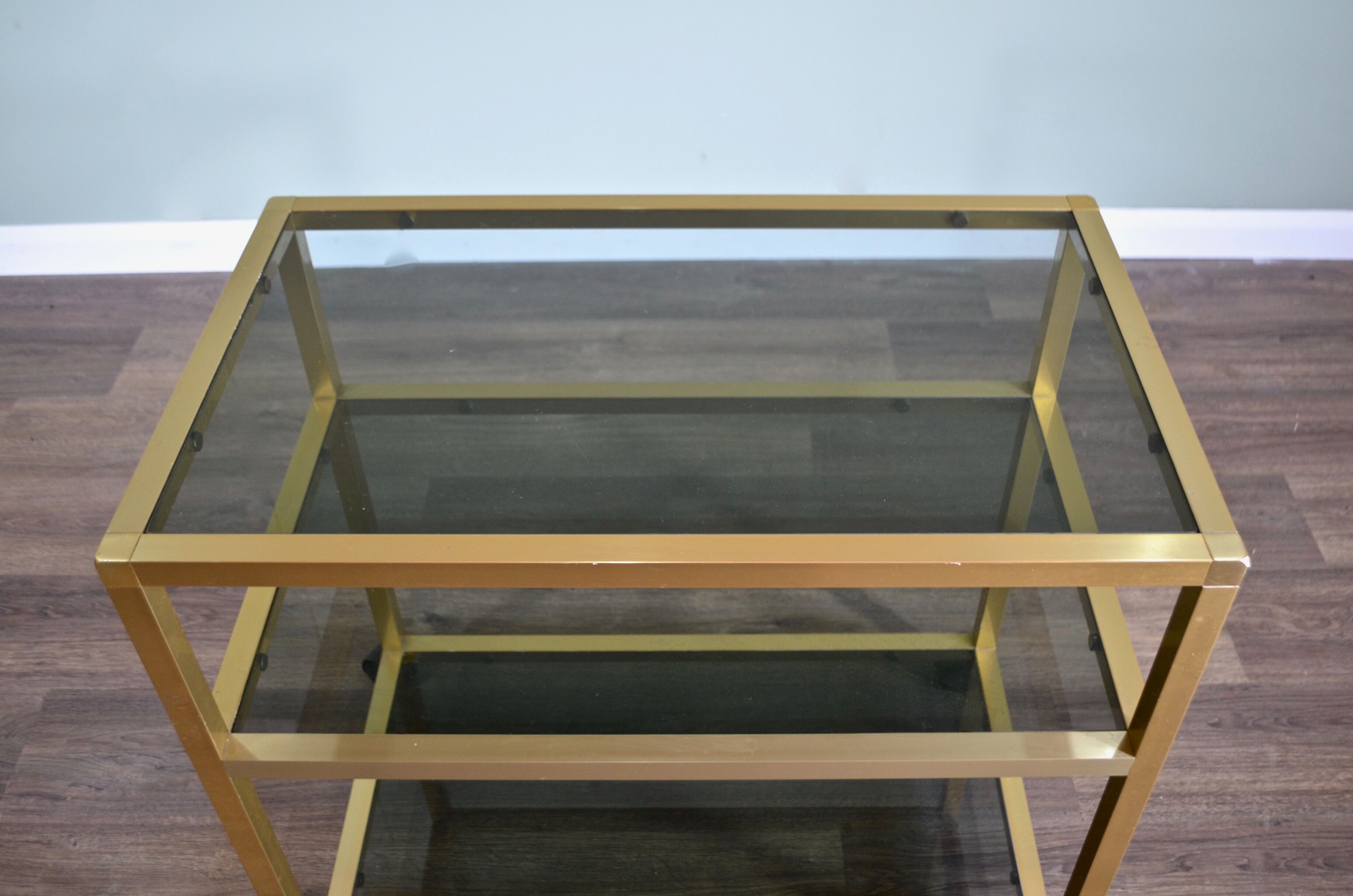 Italian brass and smoked glass console from the 1970