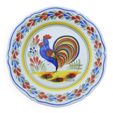 Ancienne Assiette Coq en Faïence - Henriot Quimper