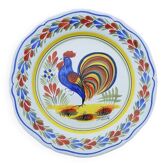 Old Earthenware Rooster Plate - Henriot Quimper