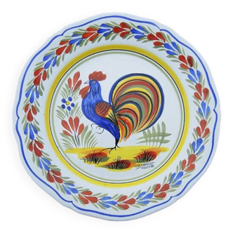 Ancienne Assiette Coq en Faïence - Henriot Quimper