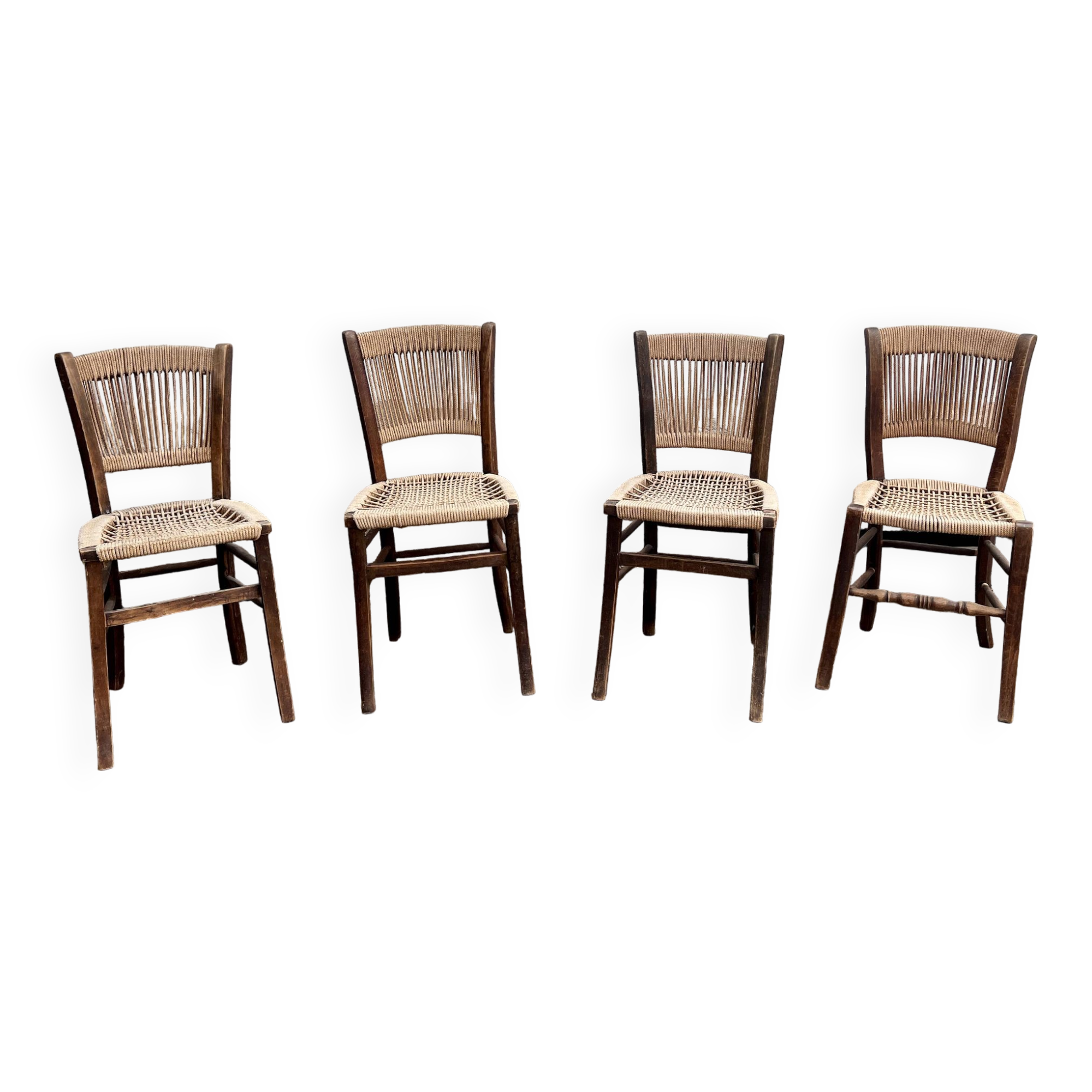 Set of 4 Vintage Rope Bistro Chairs