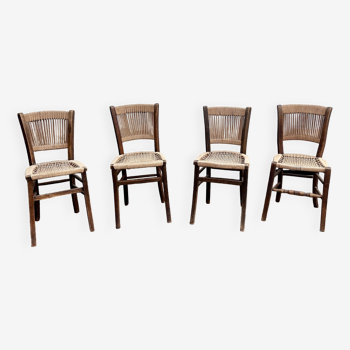 Set of 4 Vintage Rope Bistro Chairs