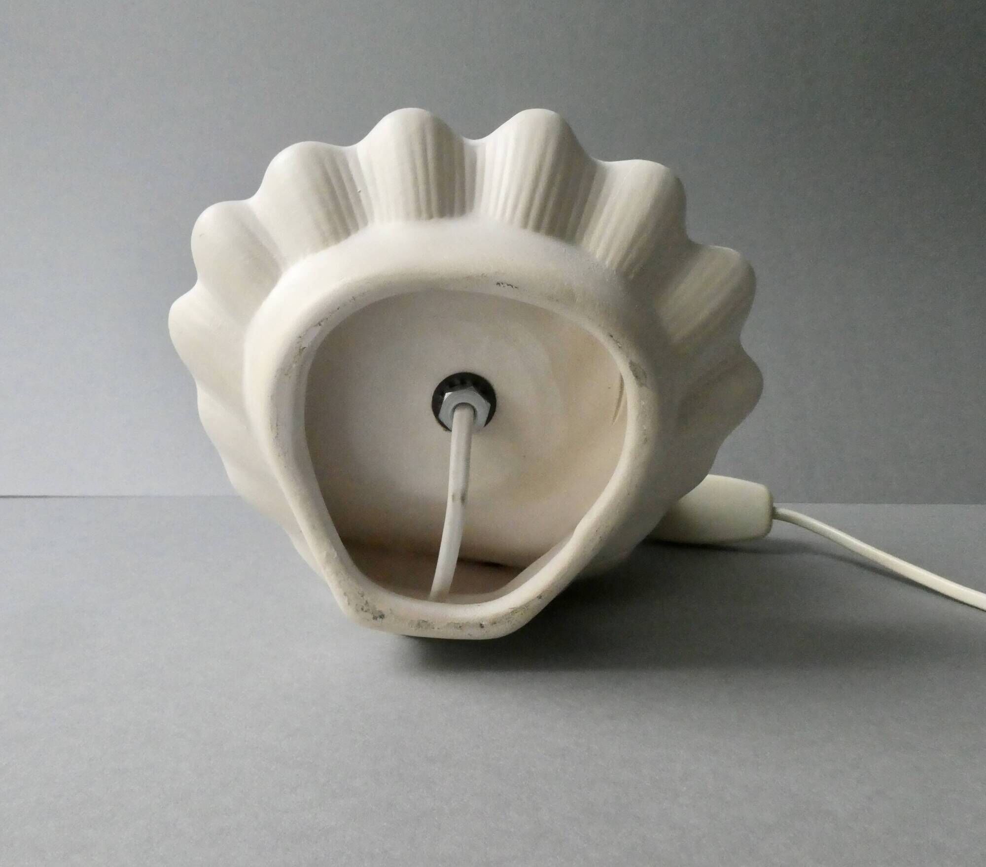 Ceramic and opaline shell lamp, 70s-80s