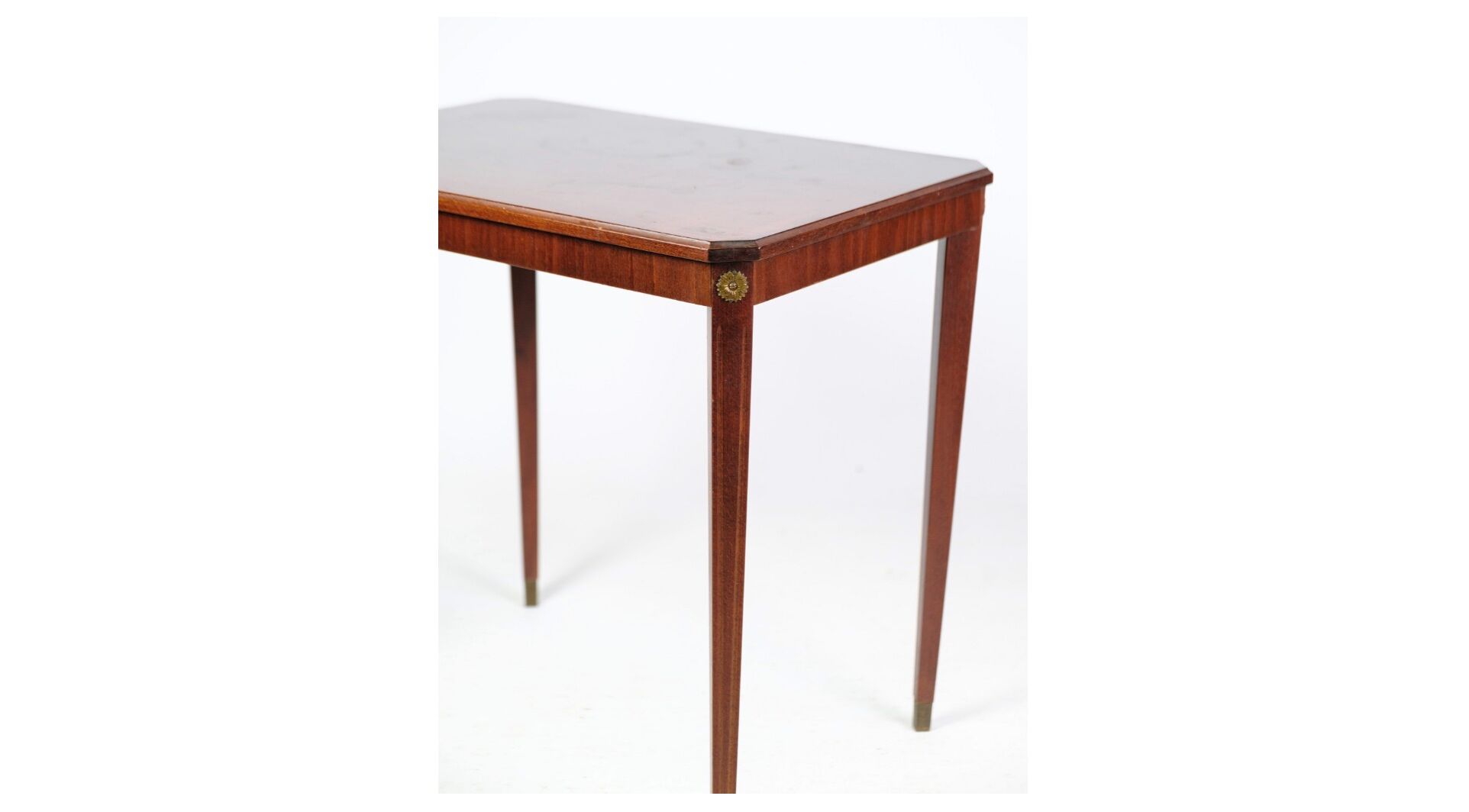 Side table decorated with bronze ornaments in light mahogany