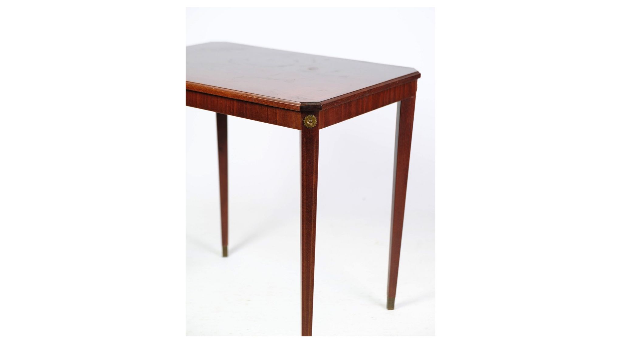 Side table decorated with bronze ornaments in light mahogany