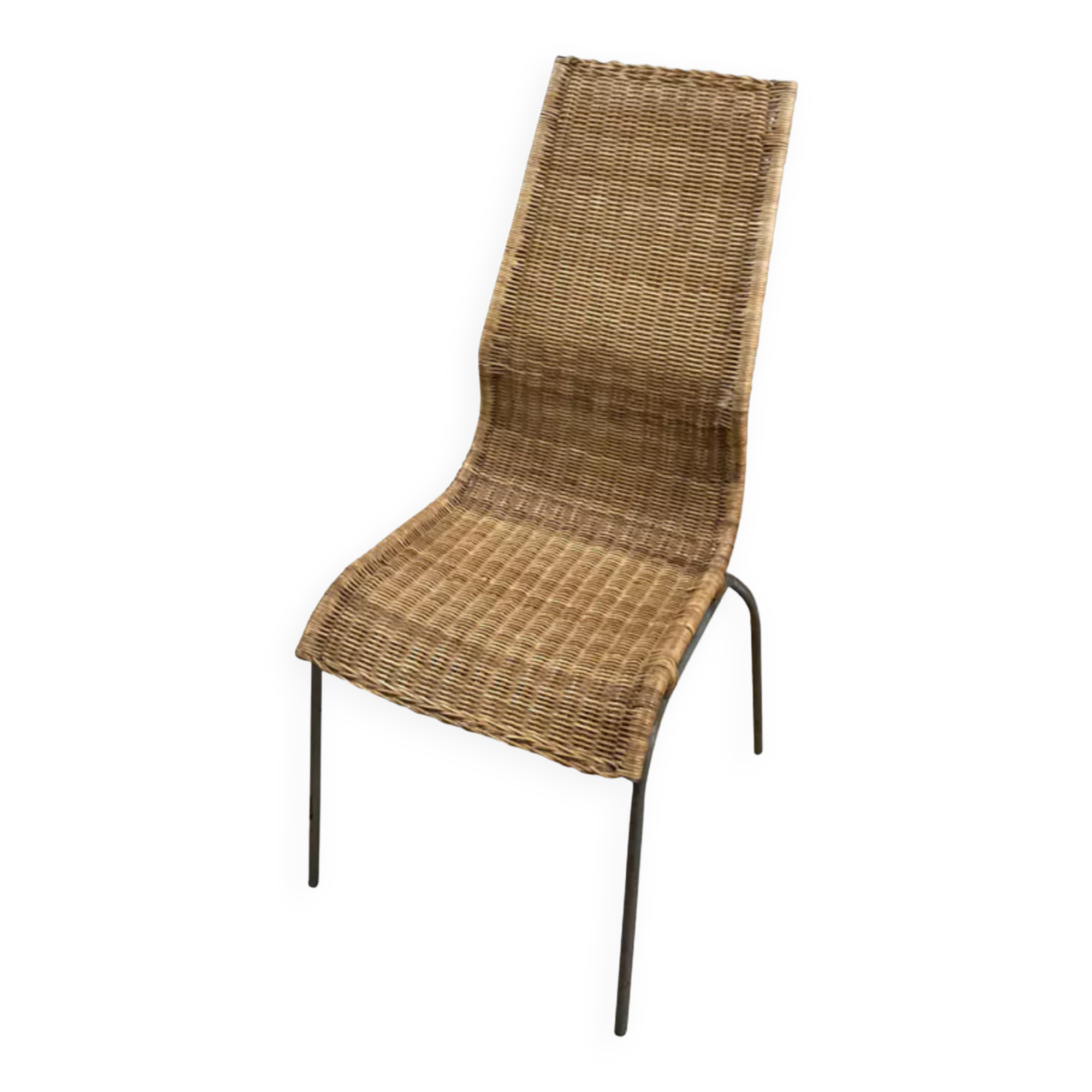 Vintage 1980 Ikea chair in rattan and aluminum