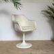 Vintage swivel desk foot tulip in white leather