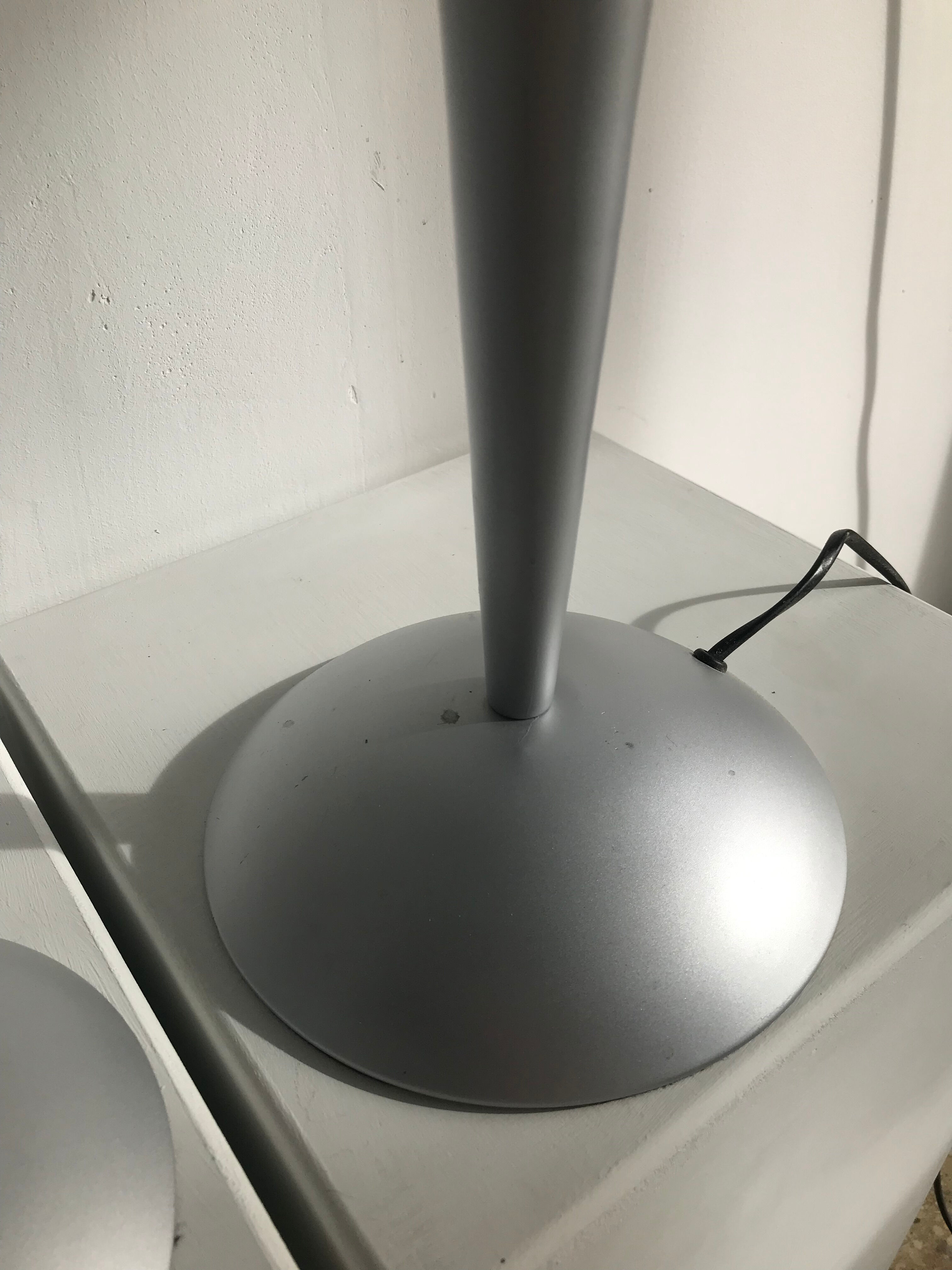 Gray lamp with oval frosted glass lampshade