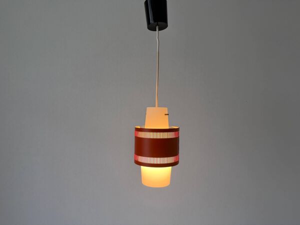 Suspension en verre et cadre métallique orange, années 1960, Allemagne