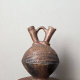 Gargoulette en céramique artisanale, poterie ethnique tribale