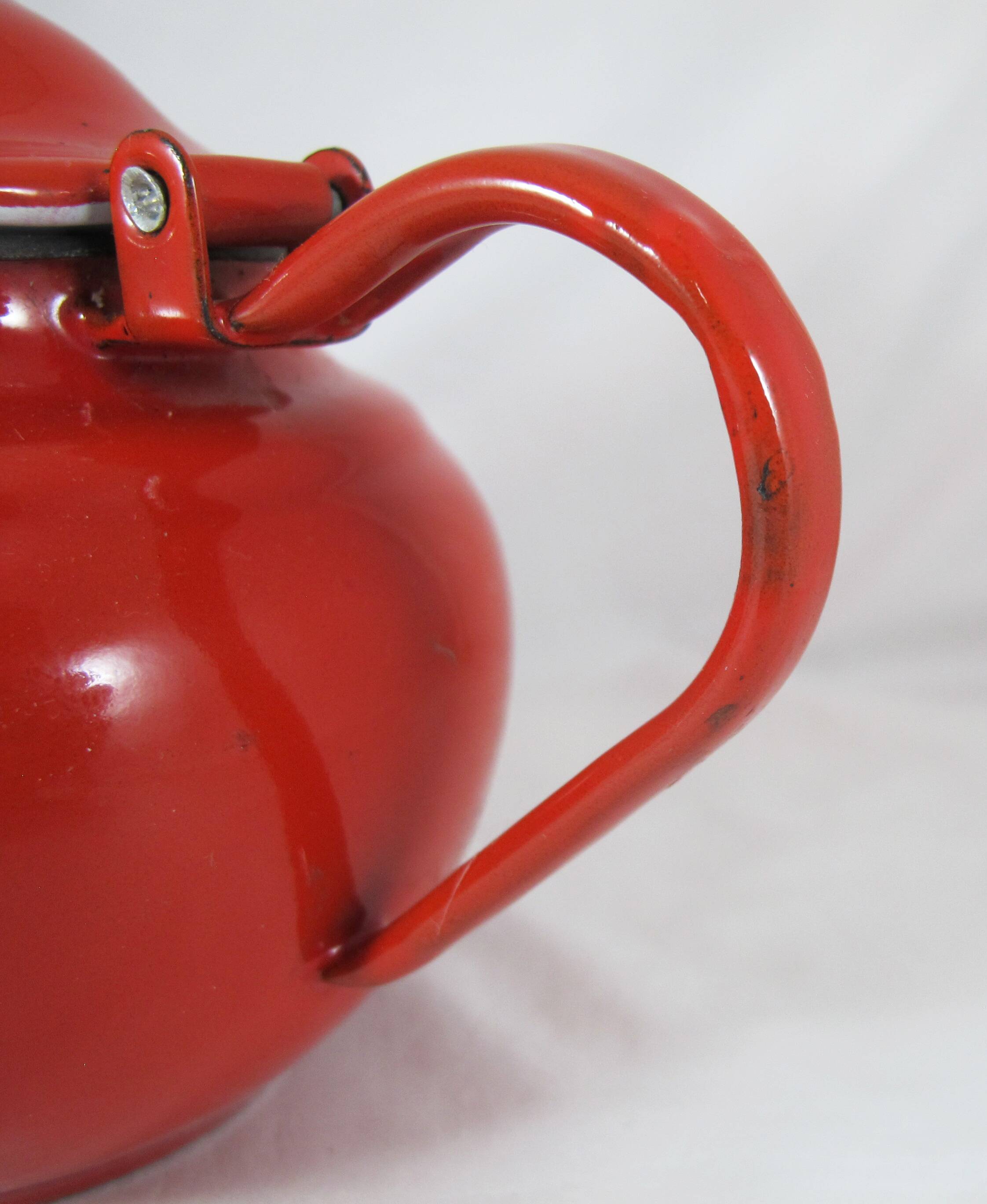 Vintage teapot coffee maker in red enameled metal