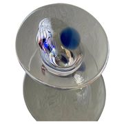 Vintage decorative glass  Bowl, blue accents, made in Italy