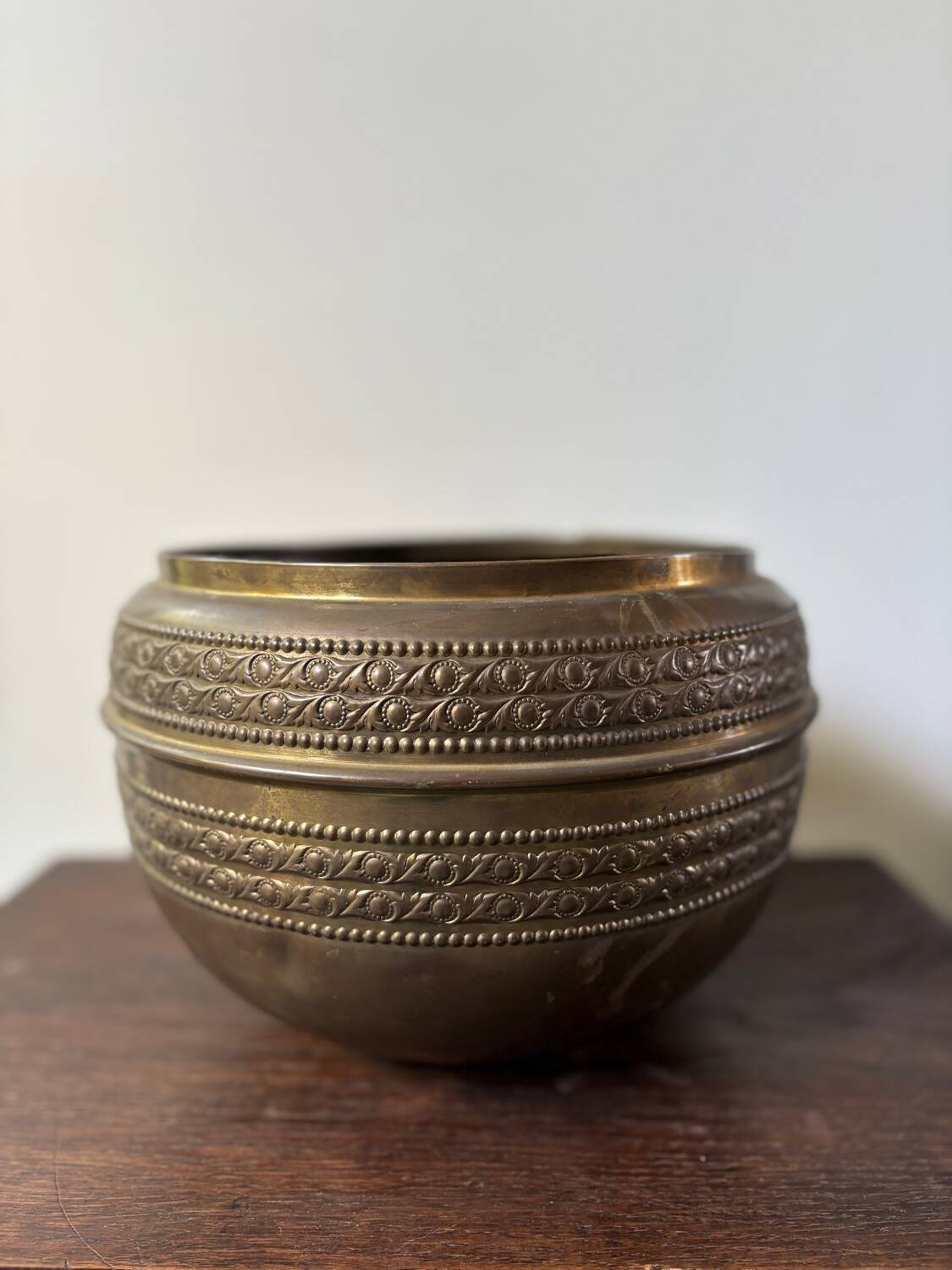 70s brass flowerpot