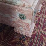 Colonne haute en marbre rose et bronze style Louis XVI