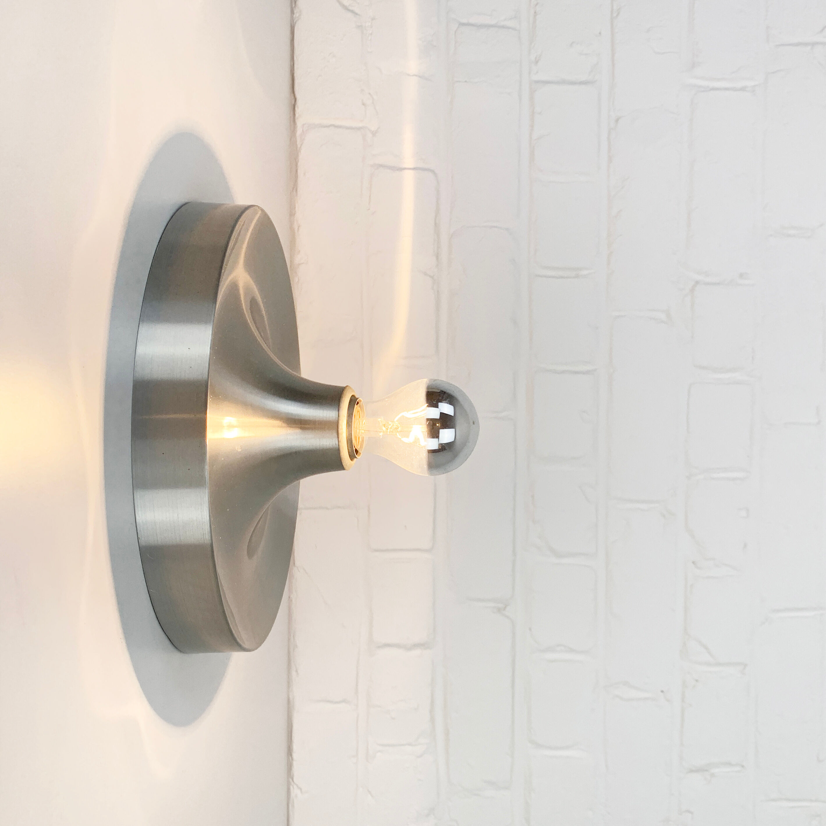 Brushed aluminum space age wall lamp, Flush Light, Germany 1960-70