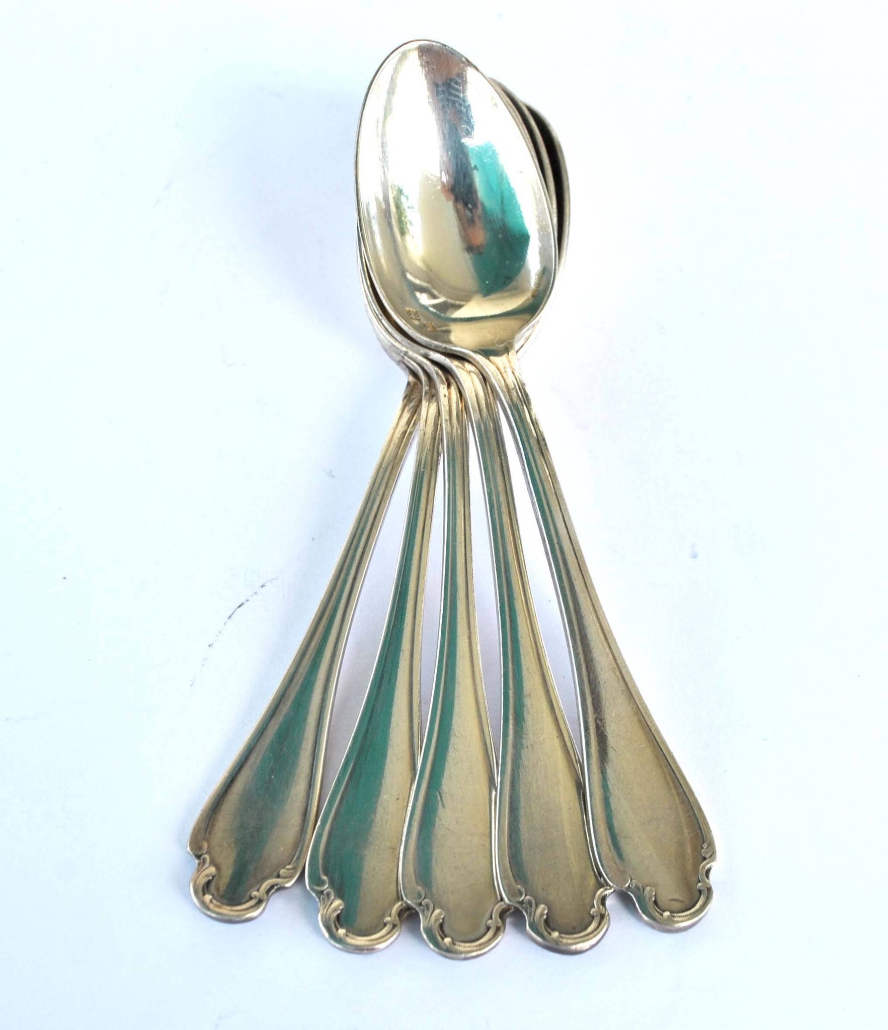Christofle - set of 5 coffee mocha spoons model pompadour silver metal 10 cm