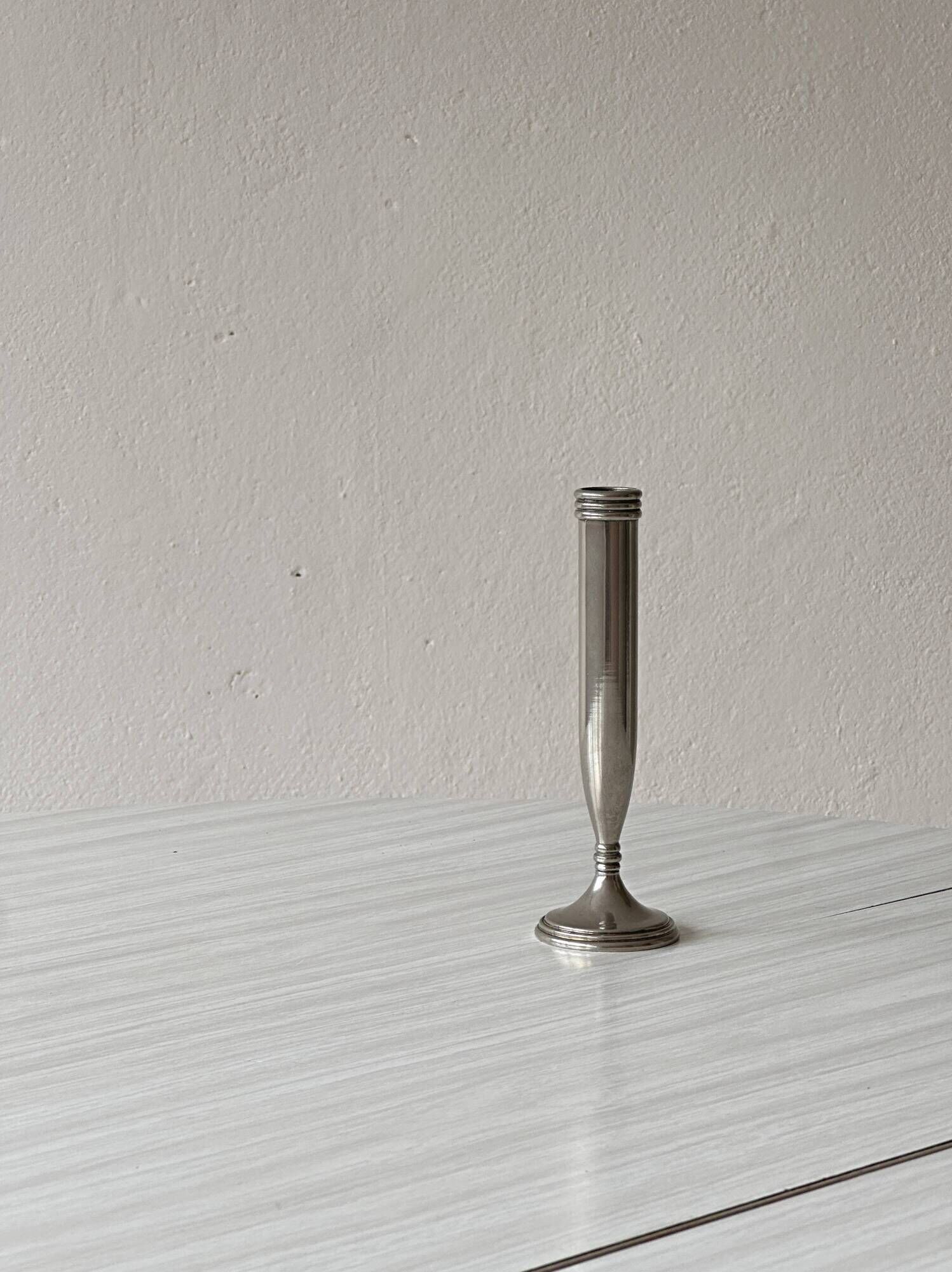 silver-plated single-stem vase