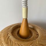 Telescopic wicker hanging lamp