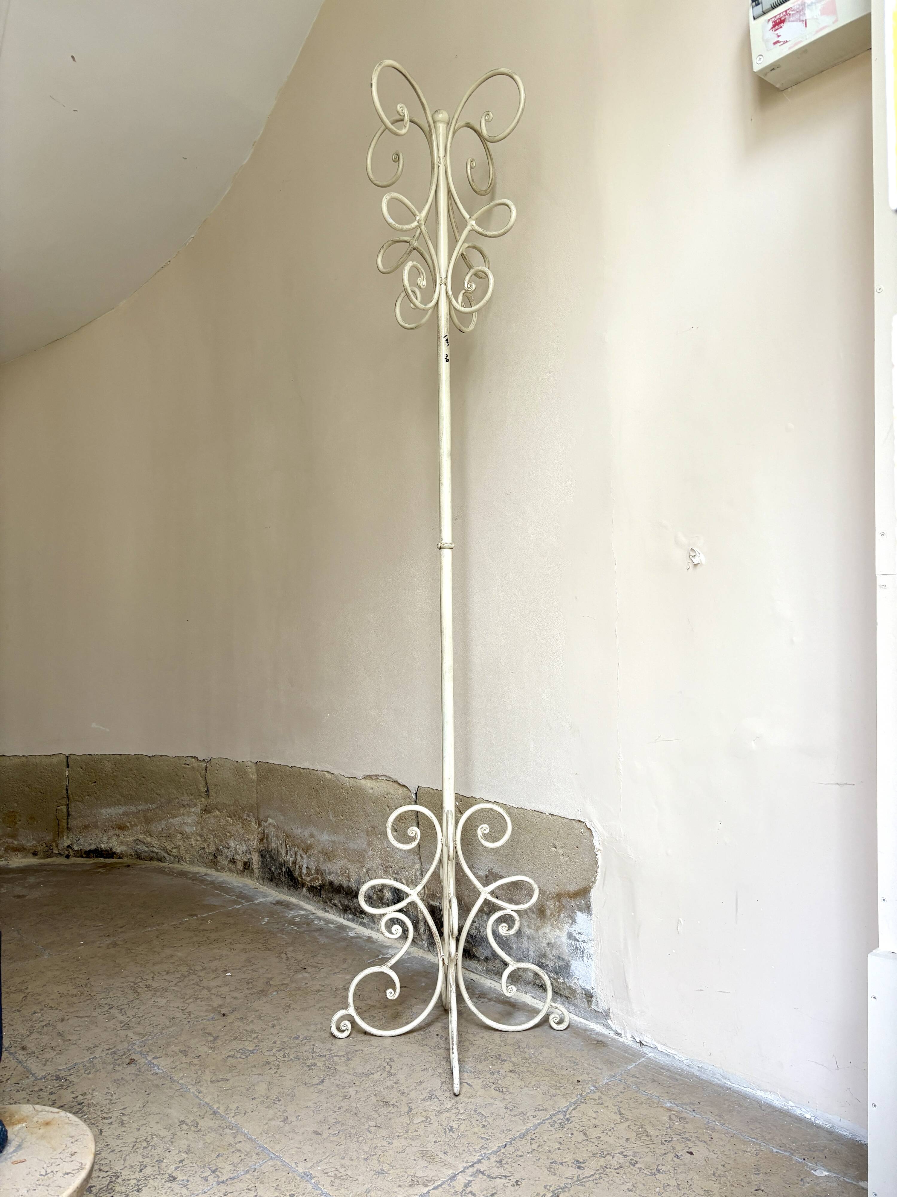 White metal coat rack