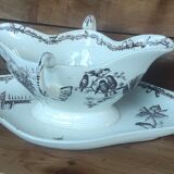 Ancien Plat Ancienne Saucière Terre De Fer HB & Cie/Art De La Table /Sépia