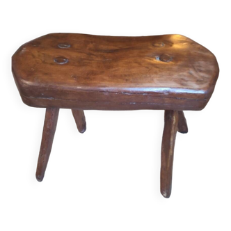 Brutalist 4-legged stool in solid wood