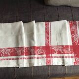 Large vintage red and white tablecloth