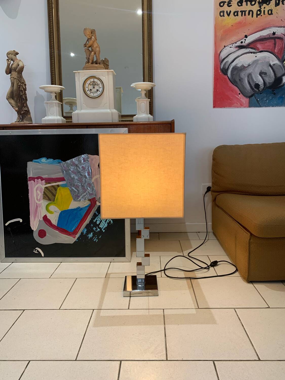 Vintage space age modernist chrome lamp circa 1970