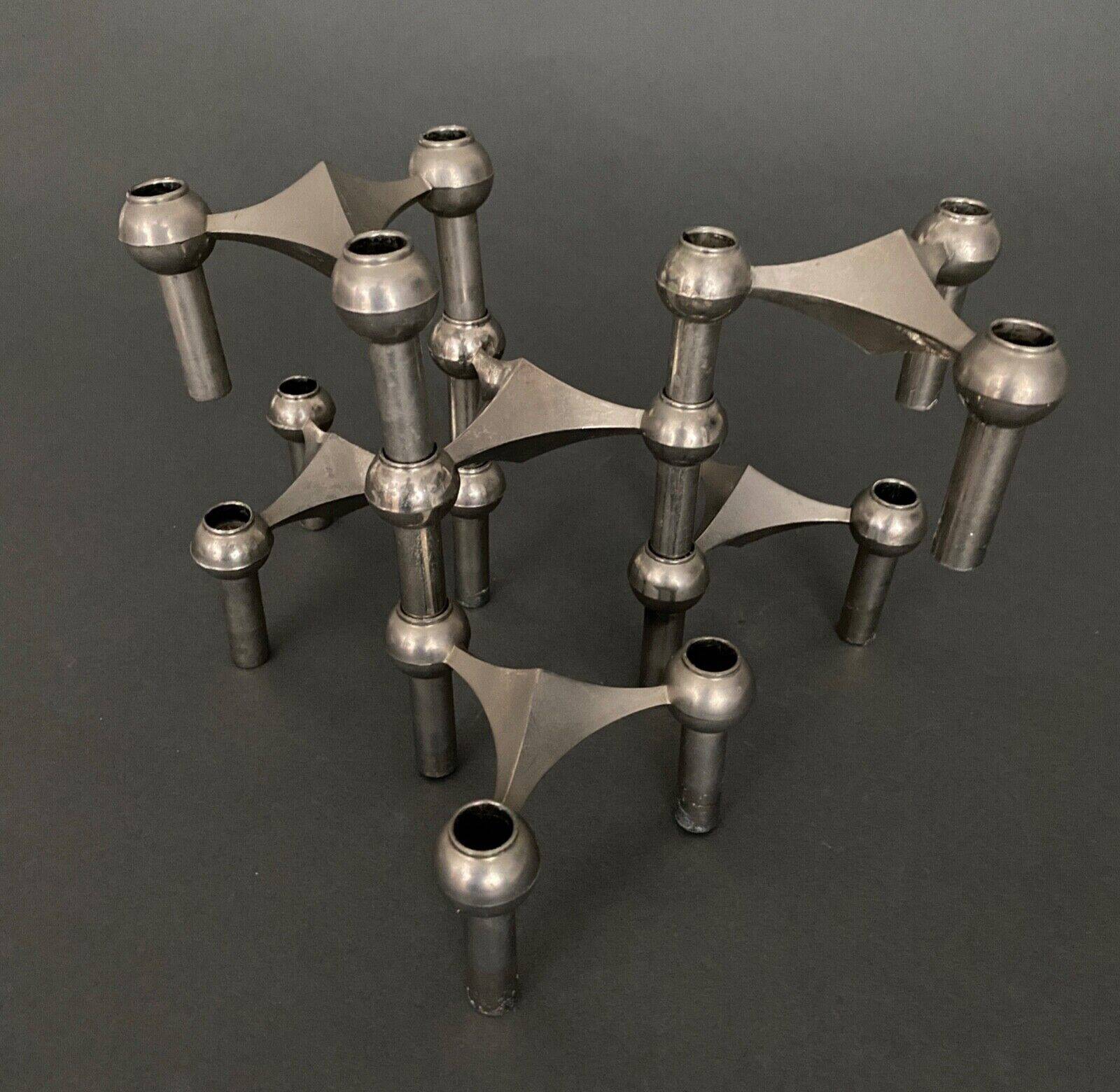 6 stackable metal candle holders by Nagel Konzept Fritz 1970