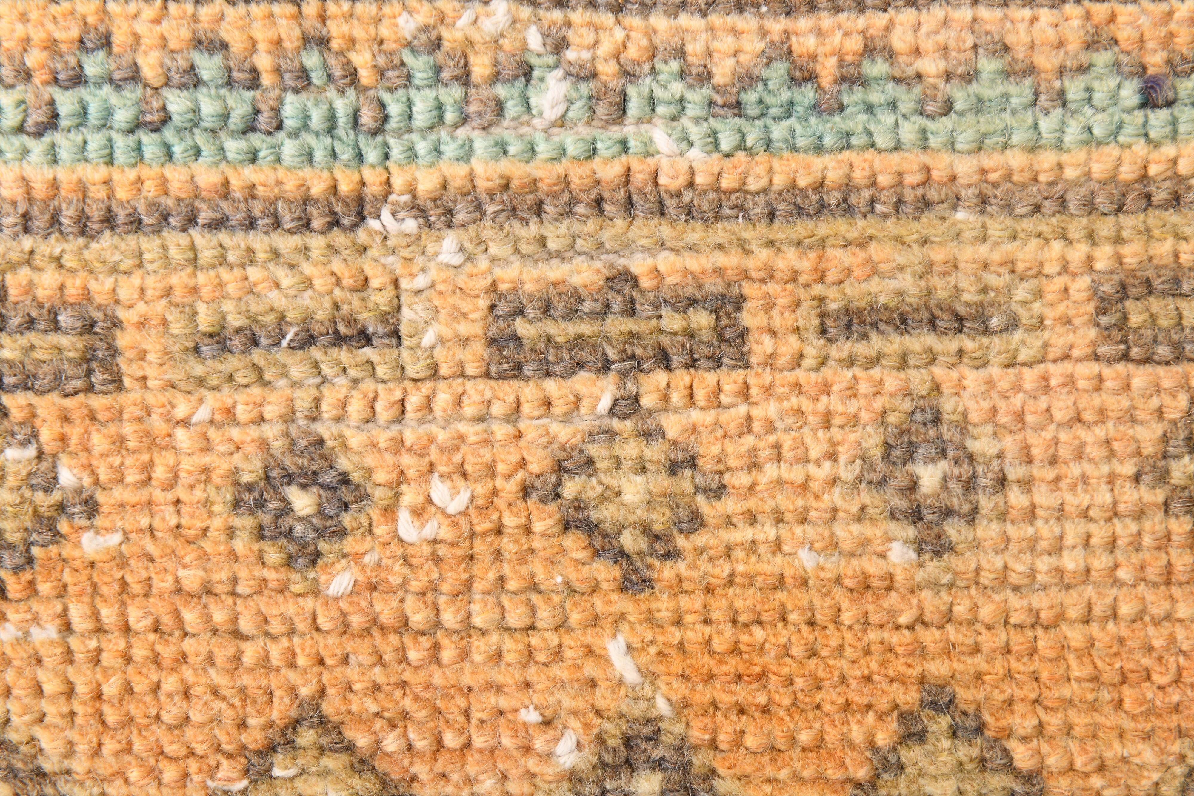 2x5 Turkish Vintage Runner Rug: Light Orange Peach Handmade Carpet 75x170Cm