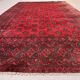 Tapis village afghan turkmène vintage 195x280 cm, rouge, noir, grand tribal