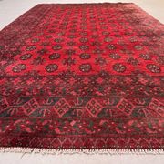 Vintage Afghan Turkoman village rug 195x280 cm, red, black tribal large