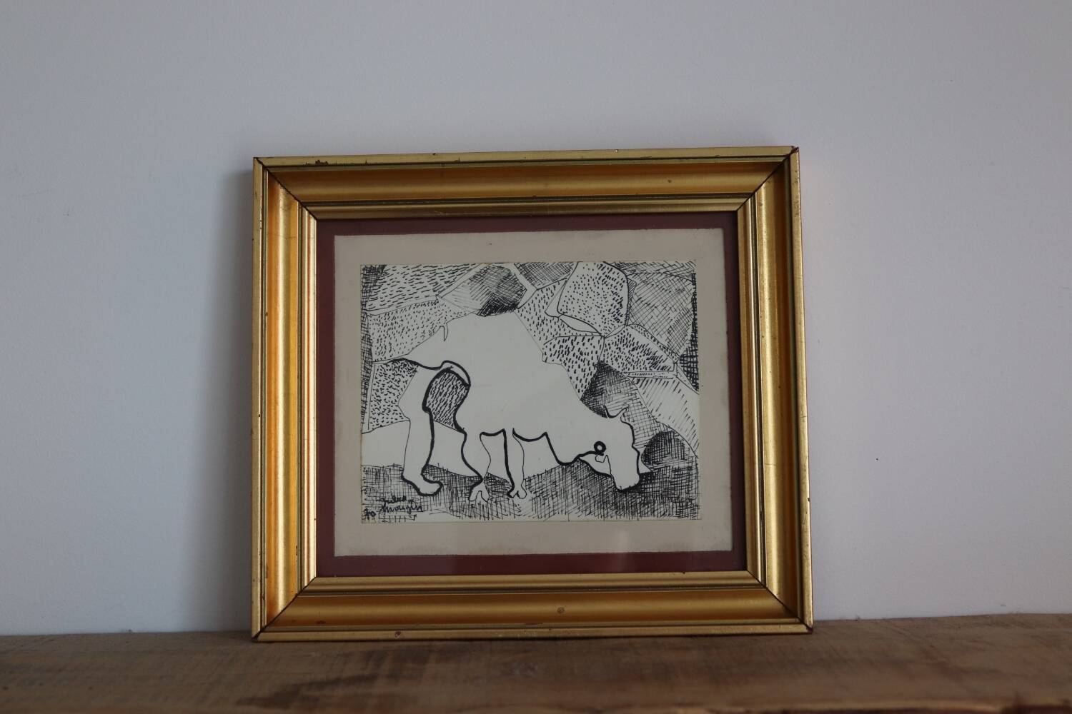 Tableau dessin " le taureau" Jules Mougin , le poète facteur
Abstrait art brut