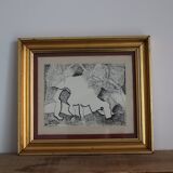 Painting drawing "the bull" Jules Mougin, the poet postman Abstract art brut