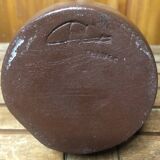 Ancienne Bouteille En Grès Marron Signature Vintage #A589